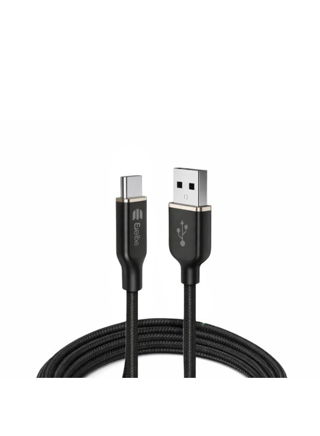 كابل بيانات وشحن سريع من نوع USB-A إلى USB-C من Exelle، بقوة 3 أمبير، وطول 1.2 متر، مصنوع من كابل مضفر متين، بسرعة نقل بيانات عالية تصل إلى 480 ميجابت في الثانية، كابل شحن من النوع C للهواتف والأجهزة اللوحية وبطاريات الشحن المحمولة التي تعمل بنظام Android (ضمان لمدة 24 شهرًا). - Image 1